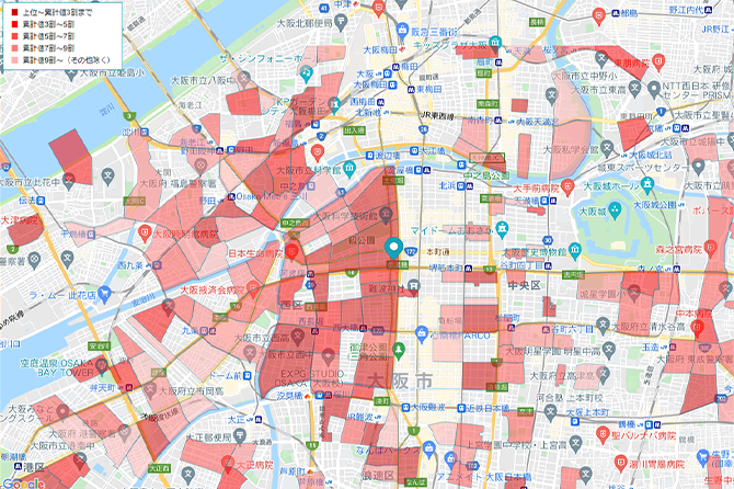 図：対象の施設やエリアへ、どこにお住まいの方が来ているのかをチェックします